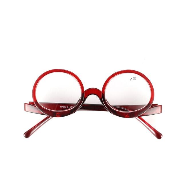 GLAUSA  Rotating Magnifying Makeup Reading Glasses For Women Folding Clamshell Cosmetic Presbyopic Glasses For Elder Unisex